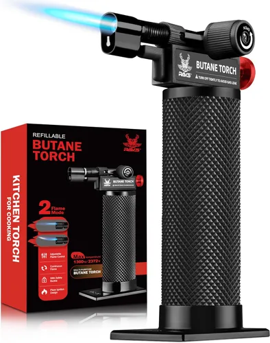 Miniatura 11 de RAVS Encendedor de butano, antorcha de cocina con modo de llama dual, pistola de soplete de cocina recargable, soplete de crema brulee, soplete