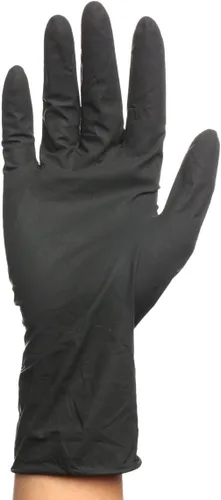 Miniatura 2 de PERFEHAIR Guantes de látex reutilizables negros, guantes de tinte de color para el cabello, tamaño mediano (paquete de 10)