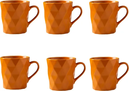 Miniatura 9 de Juego de 6 tazas de porcelana de 11 onzas, juego de tazas de té y cacao, azul, mate