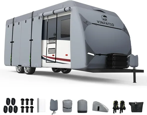 VINPATIO - Cubierta resistente para remolque, cámper, Toy Hauler, caravana de 22 a 24 pies. de 7 capas, con correas resistentes al viento, cubiertas