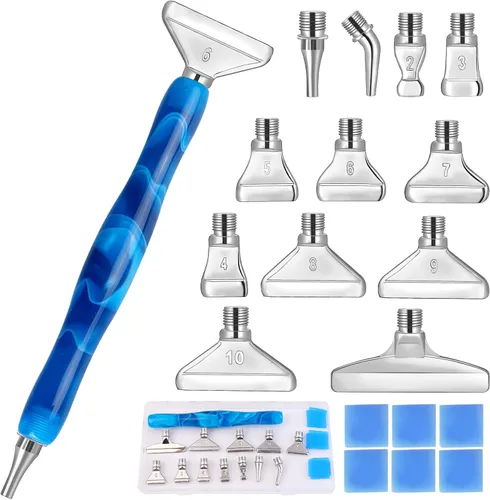 Miniatura 2 de Snewvie Juego de Herramientas y Accesorios para Pinceles de Pintura de Diamantes, 1 Bolígrafo de Arte de Diamantes y 12 Puntas de Rosca de Metal