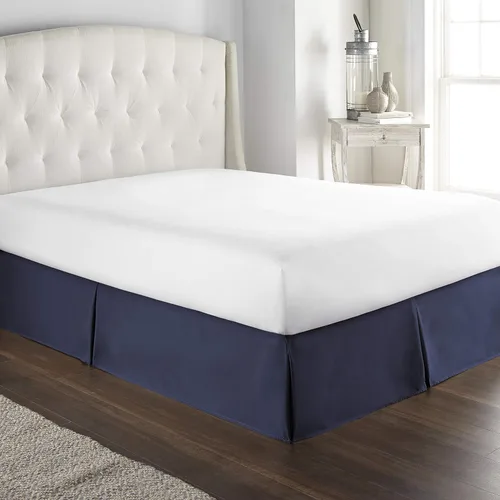 Miniatura 5 de Falda de cama plisada tipo caja de algodón 100% con 800 hilos - Volante plisado de lujo contra el polvo, falda de cama moderna de calidad hotelera