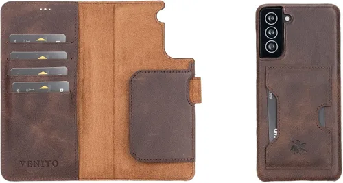 Miniatura 204 de Venito Florence - Funda de piel compatible con Samsung Galaxy S9, extra segura con bloqueo RFID, cartera desmontable para teléfono (gris decolorado)