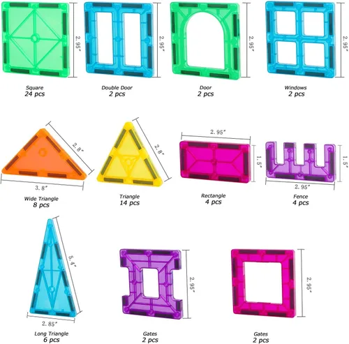 Miniatura 5 de STEM - Juego de 70 piezas de azulejos magnéticos para niños de 3 a 8 años, bloques magnéticos sensoriales Montessori para niños pequeños, kit
