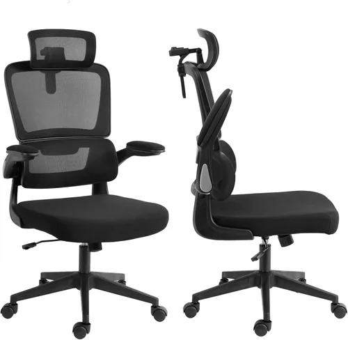 Redragon Silla de oficina ergonómica, silla de escritorio de alta malla con reposacabezas ajustables, brazos abatibles, inclinación de 90-120° y