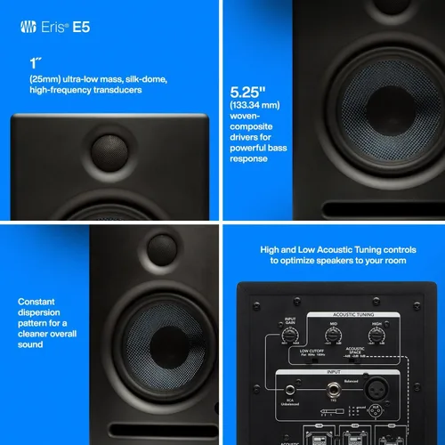 Miniatura 4 de PreSonus Eris E5 Par de monitores de estudio de campo cercano de 5.25" de 2 vías
