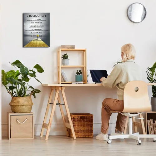Miniatura 4 de 7 reglas de la vida - Decoración de pared motivacional sobre lienzo para impresiones de aula, impresiones inspiradoras de arte de pared