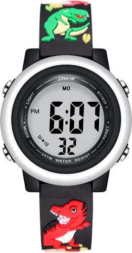 Relojes deportivos digitales para niños y niñas, temporizador LED impermeable para exteriores con 7 colores retroiluminación 3D de dibujos animados