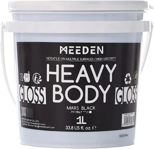 MEEDEN Pintura Acrílica Negra Intensa: 1 L/33.8 oz Cuerpo Pesado Brillante No Tóxico - Pinturas de Arte Espesas para Lienzo, Manualidades, Calabaza,