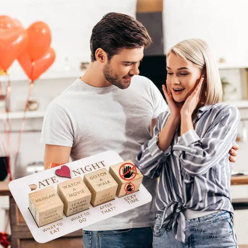 Miniatura 3 de Dados de noche de cita para parejas, Regalos de madera de aniversario para ella, Dados para llevar, Dados de amor, Dados de decisión de comida