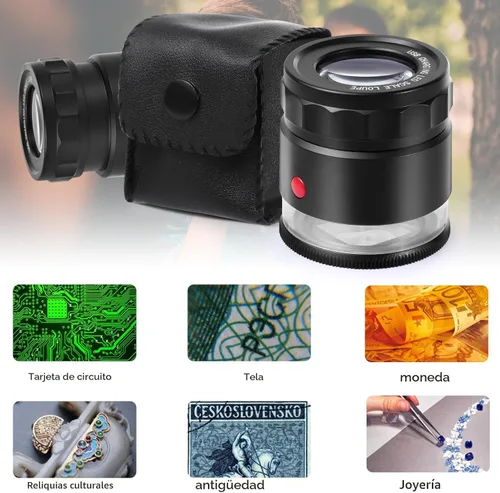 Miniatura 6 de Lupa de lupa de 30X, lupa de ojo portátil recargable por USB con 8 luces para costura, joyería, monedas, divisas, sellos