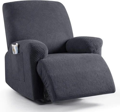 Miniatura 34 de KinCam Fundas para sillón reclinable, fundas elásticas para sillas reclinables, fundas para sofá reclinable de jacquard a rayas, protectores