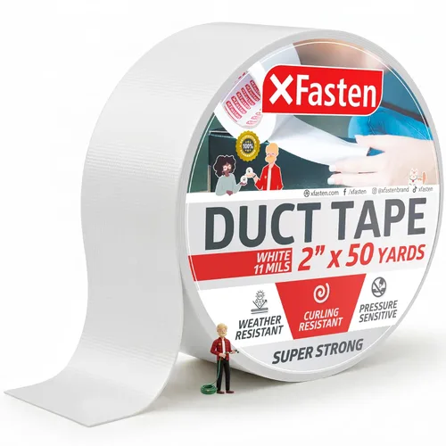 Miniatura 10 de XFasten Cinta adhesiva superfuerte, color blanco, 24.9 x 90.6 ft, cinta adhesiva impermeable para uso al aire libre, interior, escuela e industrial