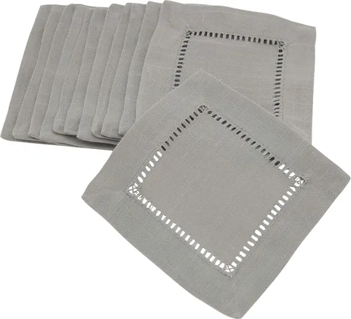 Miniatura 58 de SARO LIFESTYLE Servilleta de cóctel con borde cosido (juego de 12), negro, 6"x6