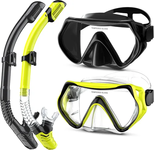 Miniatura 12 de Dry Snorkel Set,Panoramic Wide View Anti-Fog Scuba Diving Mask,Professional Snorkeling Gear for Adults