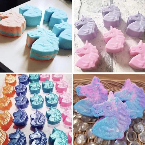 Miniatura 3 de Molde de silicona de unicornio para crayones de caballo, molde de silicona para bombas de baño de unicornio, moldes para jabón, dulces, chocolate
