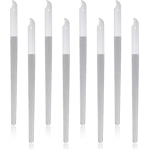 Mudder Paquete de 8 limas de uñas de diamante de acero inoxidable de doble cara de metal para uñas de los pies, manicura para mujeres y hombres,