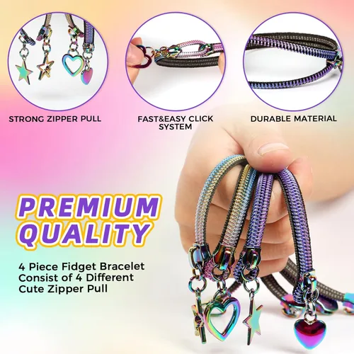 Miniatura 3 de 4 pulseras antiestrés con cremallera para autismo, TDAH y ansiedad, herramientas sensoriales de mano para aliviar el estrés para adolescentes