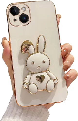 Miniatura 28 de Estuche con soporte de conejo de corazón para Xiaomi Redmi Note 10S, galvanizado suave TPU protector delgado a prueba de golpes con lindo conejito