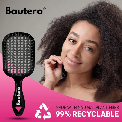 Miniatura 6 de Bautero Cepillo desenredante para cabello grueso y rizado, desenredante sin dolor para cabello natural enrollado 4C, reduce la rotura y el Juni