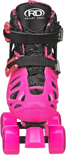 Miniatura 4 de Roller Derby Trac Star - Patines ajustables para niños, principiantes Pink Daisy