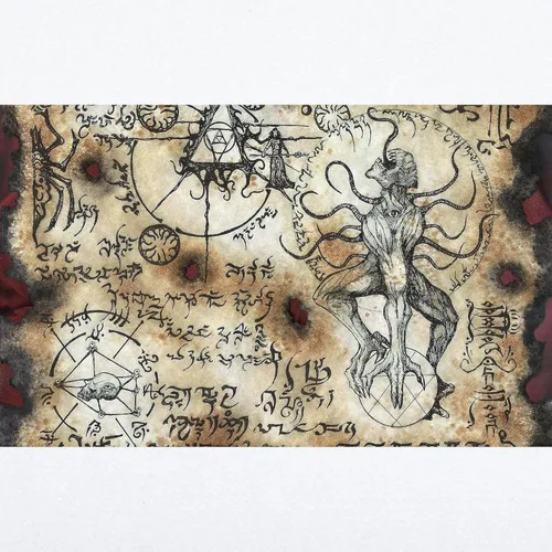 Miniatura 2 de CafePress Nyarlathotep Scroll - Vinilo adhesivo de pared de 35 x 21 pulgadas, vinilo reutilizable