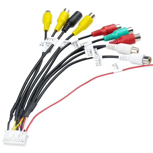 Miniatura 8 de Arnés de cableado para estéreo de coche Android de 20 pines RCA con 8 conectores RCA hembra de radio, ensamblaje de conectores de video CVBS AUX SUB