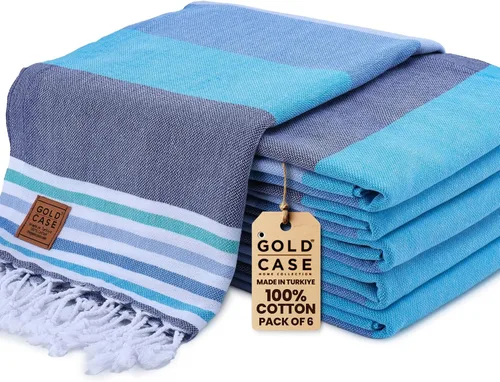 Miniatura 21 de GOLD CASE HOME COLLECTION - Juego de toallas turcas de playa LYCIA de 6 unidades – 100% algodón, toallas turcas de playa a granel 177,8 x 96,5 cm