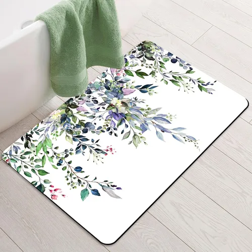 Miniatura 11 de BBiggood Alfombras de baño salvia, alfombra de baño verde salvia con hojas de eucalipto, se ajusta debajo de la puerta, alfombra de ducha fina