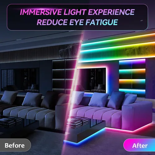 Miniatura 2 de Tira de luces LED, 150 luces LED RGB de 16.4 pies para TV de 32 a 75 pulgadas por detrás, sincronización de música, control de aplicación, tira LED