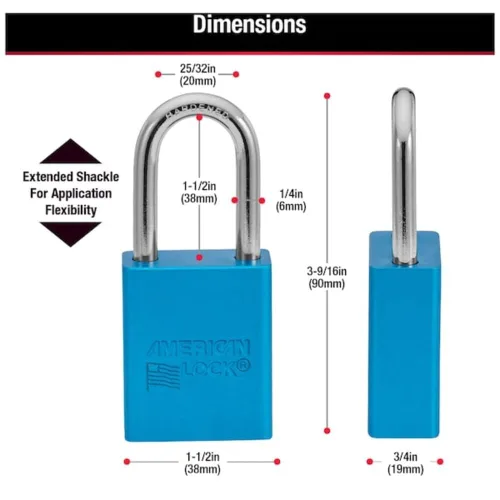 Miniatura 6 de Candado de aluminio de 5 pines azul con llave DIFE - 1 Cada