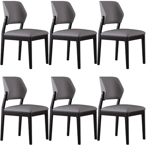 Miniatura 31 de YVYKFZD Wooden Dining Chairs Set, Leather Dining Room Chair, Upholstered Kitchen Chairs with Curved Backrest, Armless Living Room Chair, for Bedroom