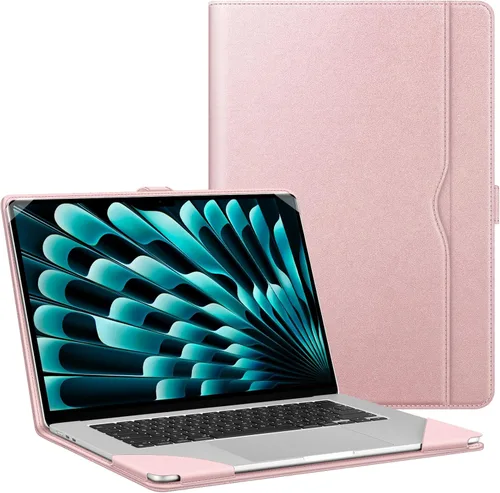 Miniatura 9 de Fintie Funda para MacBook Air de 15 pulgadas A3448 A3241 A3114 A2941 (versión 2023 2024 2025 2026), funda de piel sintética prémium para MacBook Air