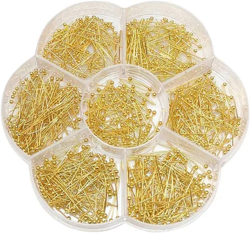 Miniatura 5 de Chenkou Craft 700 pines de cabeza de bola de latón de tamaño mixto surtidos para fabricación de joyas (plata, mezcla)