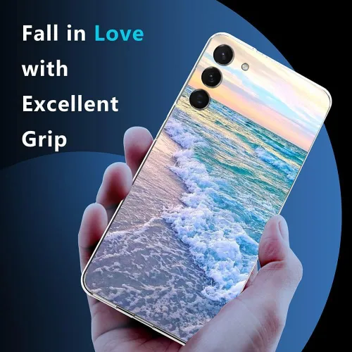 Miniatura 2 de Funda estética para Samsung Galaxy S23 Plus, funda protectora estética Beach Wave Sunset Glow a prueba de golpes para mujeres y niñas