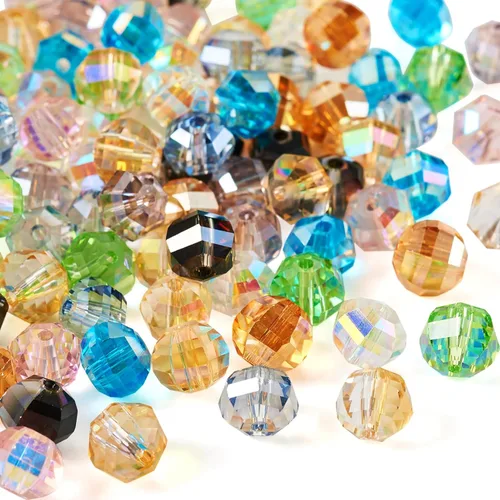 Miniatura 8 de Craftdady 100 cuentas de vidrio Rondelle facetadas de 0.315 a 0.315 pulgadas, cuentas de cristal transparente sueltas redondas espaciadoras