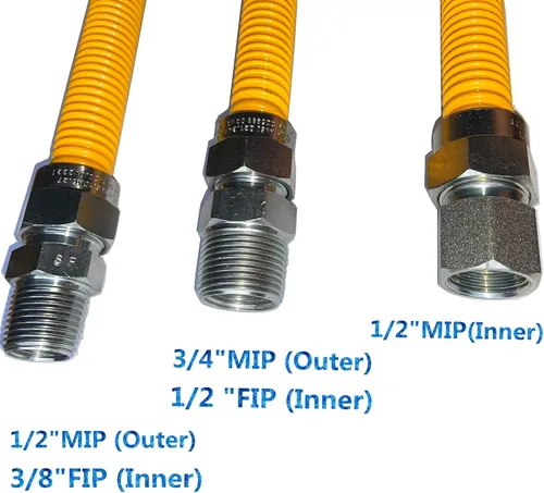 Miniatura 4 de Kit de conector de gas flexible de 48 pulgadas, acero inoxidable recubierto de amarillo de 5/8 pulgadas, manguera de gas de 1/2 pulgada de diámetro