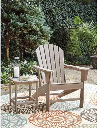 Miniatura 8 de Diseño de autor por Ashley - Silla para patio exterior Sundown Treasure Adirondack de HDPE, color marrón claro