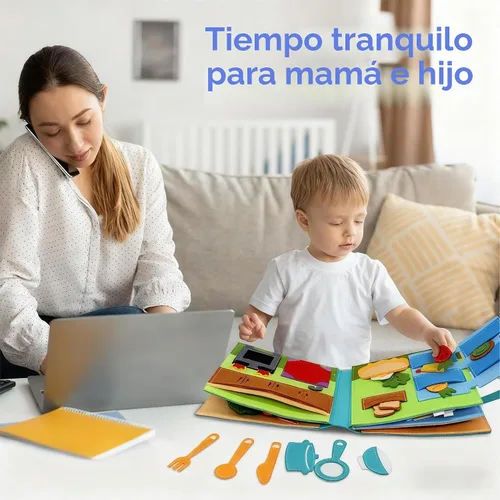 Miniatura 7 de BizyKoady - Libro de actividades de fieltro Montessori para niños pequeños, libro silencioso de juego de simulación, aprendizaje temprano