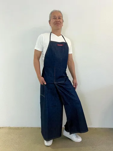 Miniatura 8 de BLUE DENIM, el delantal original dividido superpuesto para alfareros, chefs, jardineros, artistas, hombres y mujeres Azul Denim