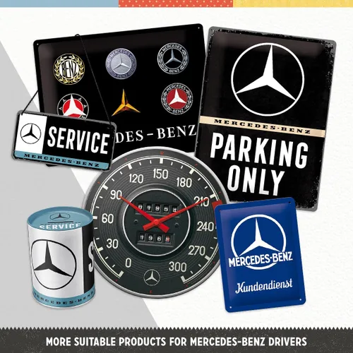 Miniatura 4 de Nostalgic-Art Cartel de hojalata retro, 7.9 x 11.8 pulgadas, Mercedes-Benz – Solo aparcamiento – Idea de regalo para los fanáticos de Mercedes-Benz