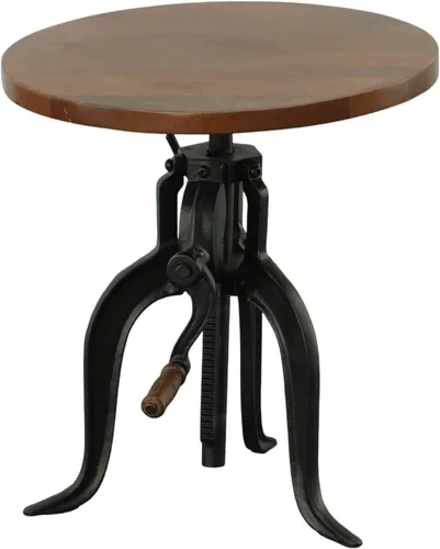 Miniatura 4 de Carolina Chair & Table Mesa auxiliar rústica con manivela ajustable de 18 pulgadas, base de hierro fundido para granja, sala de estar o dormitorio