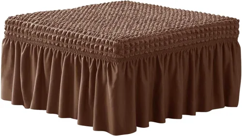 Miniatura 14 de NIDITW Funda otomana elástica de sirsaca negra con falda, rectangular, para almacenamiento, funda otomana con textura de burbujas 3D, fundas