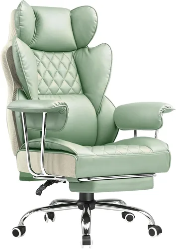 Miniatura 13 de COMHOMA Silla de Oficina Grande y Alta, Silla Gaming de Cuero con Respaldo Alto y Reposapiés, Silla de Oficina Ejecutiva Ergonómica con Soporte
