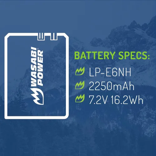 Miniatura 2 de Wasabi Power Batería de repuesto LP-E6NH para Canon EOS 5D Mark II/III/IV, 5DS, 5DS R, 6D, 6D Mark II, 7D, 7D Mark II, 70D, 80D, 90D, R, R5, R5C