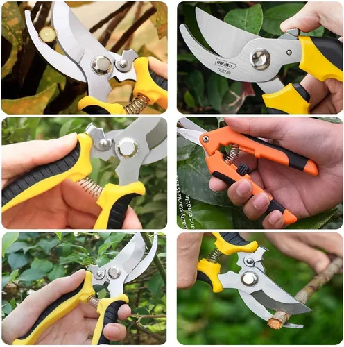 Miniatura 7 de Tijeras de podar, paquete de 3 tijeras de jardín, podadoras de mano, tijeras de jardín de acero inoxidable, podadoras para jardinería, tijeras