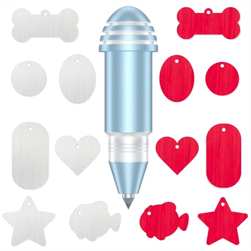 Punta de grabado para Cricut Joy/Joy Xtra, con 2 colores y 7 bonitas etiquetas en blanco, forma de hueso de perro, corazón, círculo, estrella, pez,