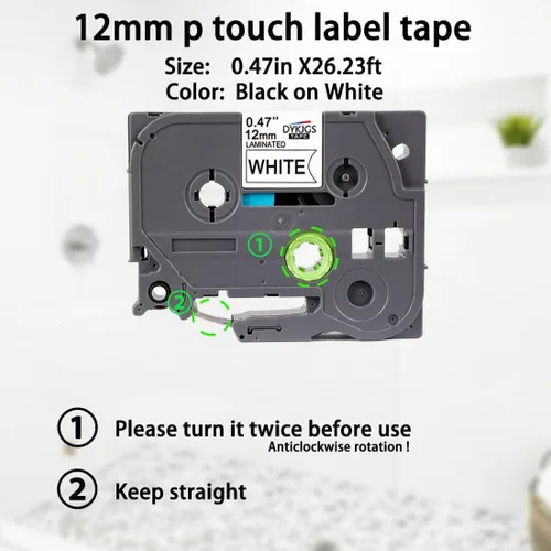 Miniatura 6 de Cinta de etiquetas compatible con Brother Tz Tze231 0.472 in, 0.47 pulgadas, negro sobre blanco, repuesto para Brother Ptouch cinta de etiquetas