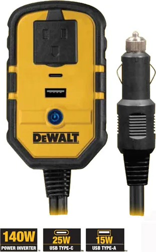 Miniatura 3 de Inversor de corriente DeWalt DXAEPI140 de 140 W con dos puertos USB: de 12 V de CC a 120 V de CA