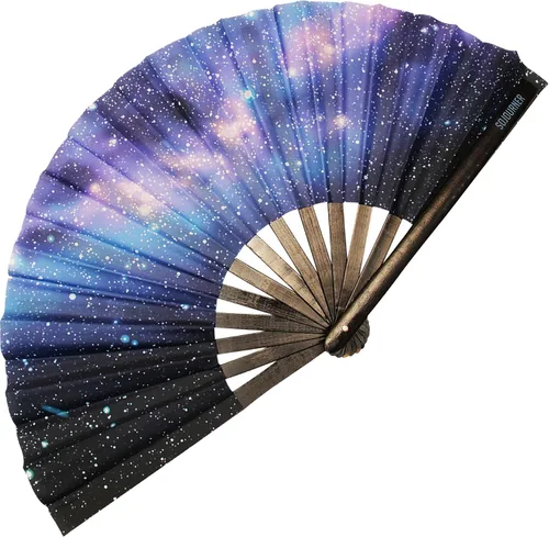 SoJourner Bags Rave Fan Ventilador plegable grande Ventilador de mano Clack para raves, Halloween, Burlesque, trajes de arcoíris para mujeres y